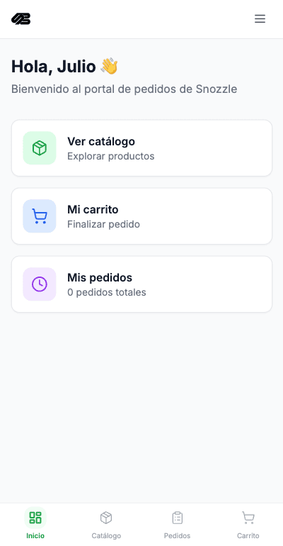 Panel personalizado de cliente Snozzle Business